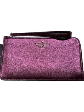 kate spade medium Lucy purple metallic leather wristlet NWT